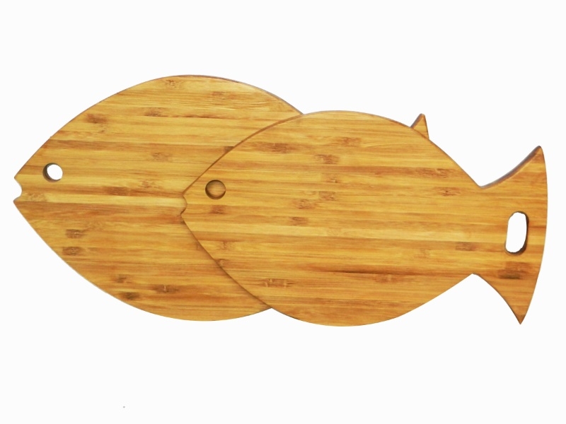 Exquisite Bamboo Fish-Shaped Cutting Board Set - 2pc Sustainable Kitchenware for Wholesale